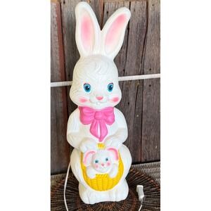 Vintage Empire 21 Inch Easter Bunny Blow Mold 1995 White Pink Decoration